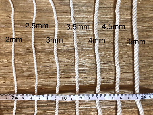 3本撚りコットンロープ(5mm・生成り・75m)