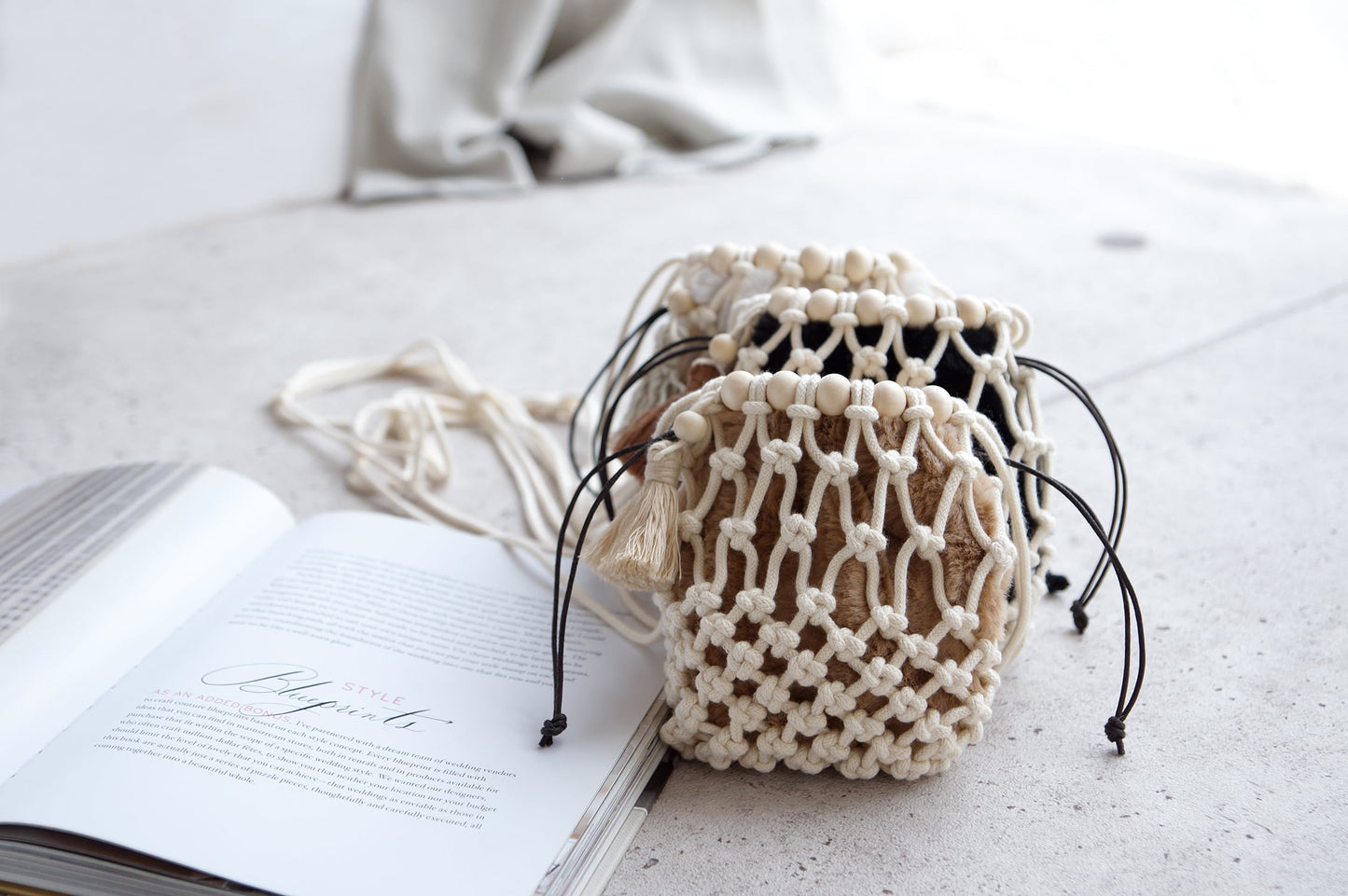 ファー巾着ショルダーバッグキット vol.3|材料付き ※別途ファー巾着用意(販売用作品制作OK)