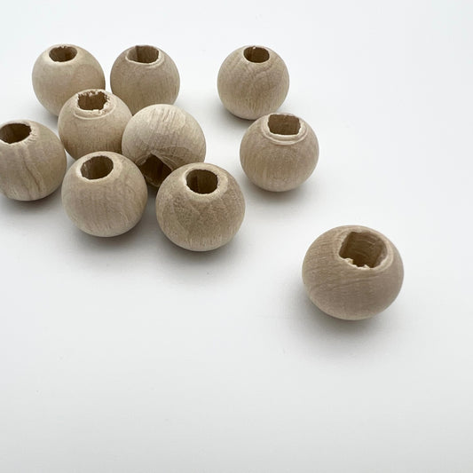 Original Wood Beads [14mm(hole diameter about 6mm) / 20pieces / Natural] made in Japan