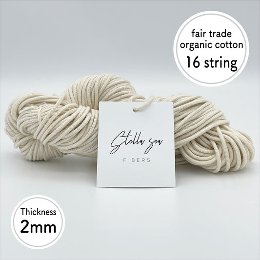 2mm/Natural/50m/Shackles 16 string fair trade organic cotton macrame cord made in Japan