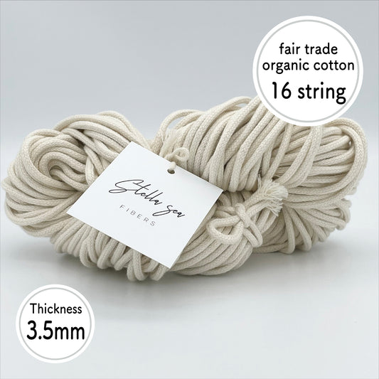 3.5mm/Natural/50m/Shackles 16 string fair trade organic cotton macrame cord made in Japan
