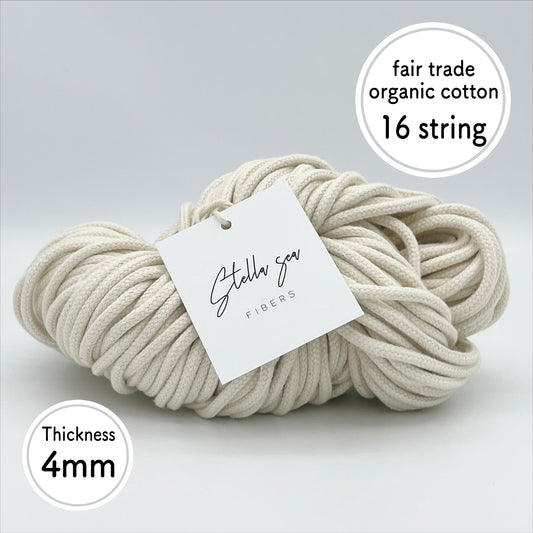 4mm/Natural/50m/Shackles 16 string fair trade organic cotton macrame cord made in Japan